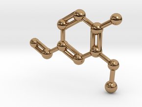 Vanillin Molecule Big (Vanilla) Necklace Pendant in Polished Brass