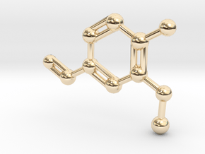 Vanillin Molecule Big (Vanilla) Necklace Pendant in 14k Gold Plated Brass