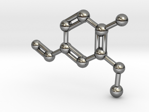 Vanillin Molecule Big (Vanilla) Necklace Pendant in Fine Detail Polished Silver