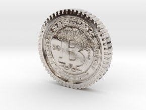 Bitcoin high detail in Rhodium Plated Brass