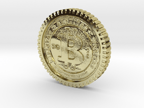 Bitcoin high detail in 18k Gold Plated Brass