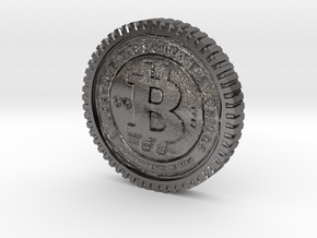 Bitcoin high detail in Polished Nickel Steel