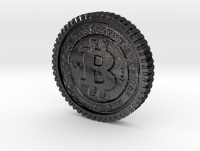 Bitcoin high detail in Polished and Bronzed Black Steel