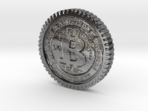 Bitcoin high detail in Fine Detail Polished Silver