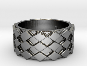Futuristic Diamond Ring Size 9 in Fine Detail Polished Silver