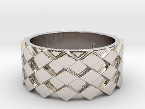 Futuristic Diamond Ring Size 9 in Rhodium Plated Brass
