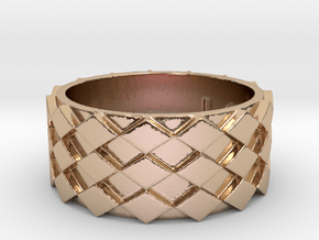 Futuristic Diamond Ring Size 10 in 14k Rose Gold Plated Brass