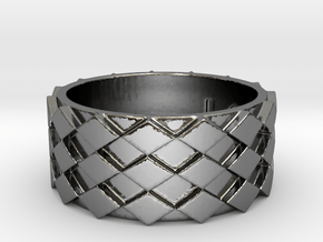 Futuristic Diamond Ring Size 10 in Fine Detail Polished Silver