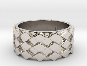 Futuristic Diamond Ring Size 10 in Rhodium Plated Brass