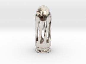 Bullet with stylish shell in Rhodium Plated Brass