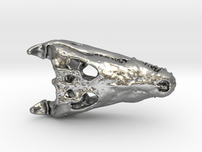 Crocodile Skull Pendant  in Natural Silver