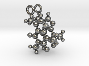 Caffeine 3D molecule for earrings in Fine Detail Polished Silver