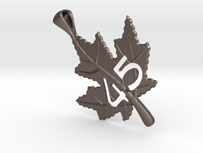 Canadian Maple Leaf Pendant in Polished Bronzed Silver Steel