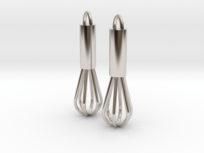 Whisk Earrings in Rhodium Plated Brass