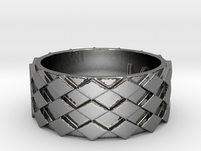 Futuristic Diamond Ring Size 12 in Fine Detail Polished Silver