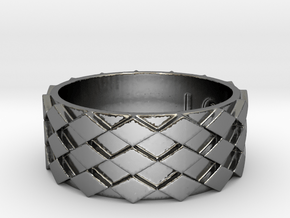 Futuristic Diamond Ring Size 13 in Fine Detail Polished Silver