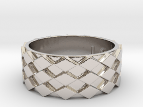 Futuristic Diamond Ring Size 13 in Rhodium Plated Brass