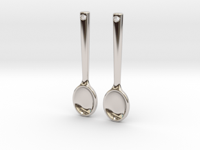 Spoon Earrings in Rhodium Plated Brass