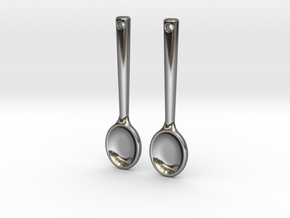 Spoon Earrings in Fine Detail Polished Silver