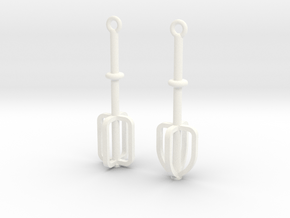 Mixer Beater Earrings in White Processed Versatile Plastic