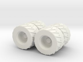 1:87 4x Skidder Set in White Natural Versatile Plastic