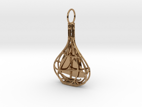 Ship In A Bottle Pendant  in Polished Brass