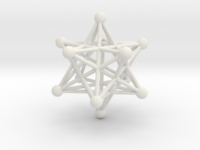 Stellated Dodecahedron pendant 40mm in White Natural Versatile Plastic