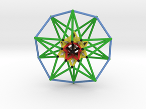 5D Hypercube Sacred Geometry Color lg in Full Color Sandstone
