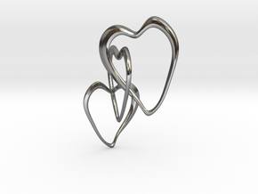 Trinity Hearts  in Fine Detail Polished Silver