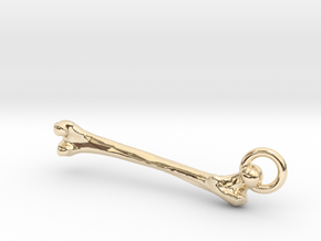 Femur Keychain in 14k Gold Plated Brass