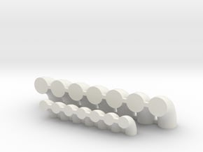 'N Scale' - (7)20" & (7)12" Elbows in White Natural Versatile Plastic