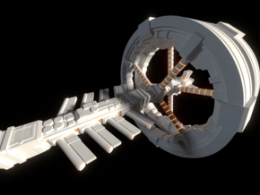 Futuristic space station concept (Large) in Tan Fine Detail Plastic