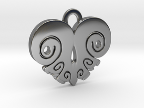 BoneHeart Pendant. in Fine Detail Polished Silver