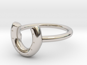 Horse Shoe Ring in Rhodium Plated Brass