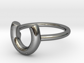 Horse Shoe Ring in Fine Detail Polished Silver