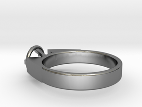 Design Ring For Diamond Ø17 Mm/0.669 inch  Model A in Fine Detail Polished Silver