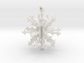 3D Snowflake Ornament in White Natural Versatile Plastic