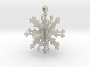 3D Snowflake Ornament in Natural Sandstone