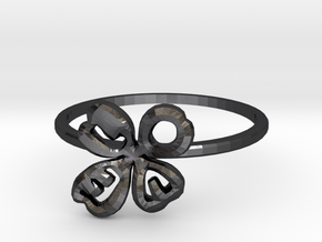 Clover Ring Size US 6 (16.5mm) in Polished and Bronzed Black Steel