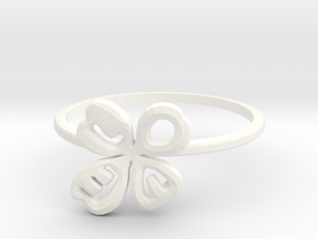 Clover Ring Size US 6 (16.5mm) in White Processed Versatile Plastic