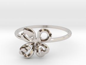 Clover Ring Size US 6 (16.5mm) in Rhodium Plated Brass