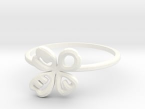 Clover Ring Size US 6.5 (16.8mm) in White Processed Versatile Plastic