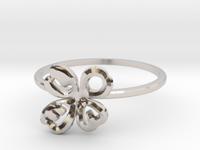 Clover Ring Size US 6.5 (16.8mm) in Rhodium Plated Brass