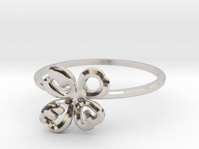 Clover Ring Size US 7 (17.35mm) in Rhodium Plated Brass