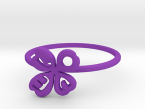 Clover Ring Size US 7 (17.35mm) in Purple Processed Versatile Plastic