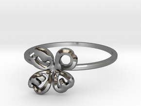 Clover Ring Size US 7 (17.35mm) in Fine Detail Polished Silver