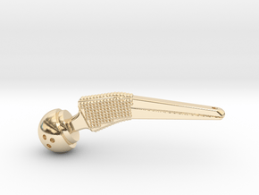 Femoral Prosthesis Keychain in 14k Gold Plated Brass