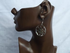 Double Seconds "essence" steelpan earrings, L in Polished Silver