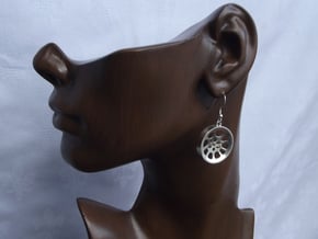 Double Seconds "void" steelpan earrings, M in Polished Silver