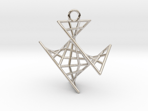 crux_pendant (small) in Rhodium Plated Brass